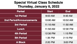 Thursday January 6 Virtual Day Schedule